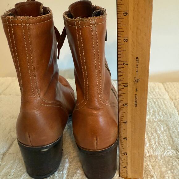 VTG Liz Claiborne Flex Brown Leather Ankle Boots Size 9 Y2K Boho Retro Romantic - Picture 9 of 15
